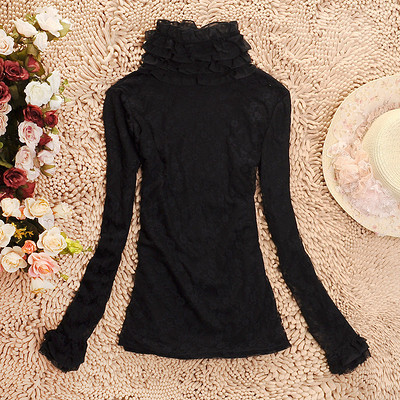 冬款加厚韓版蕾絲打底衫 雙層花邊領，優雅與溫暖并存